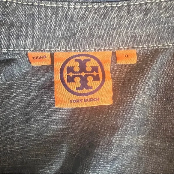 Tory Burch Blue Denim Belted Brigette Demi Shirt Dress Size 0 - Picture 7 of 8